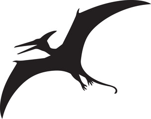 pterosaur silhouette vector of flying prehistoric reptile on white background © AIcon Star