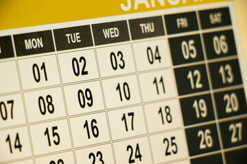 Calender closeup for new year or business meeting concept