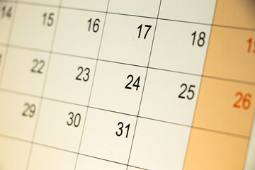 Happy new year or 31st night concept of closeup calender