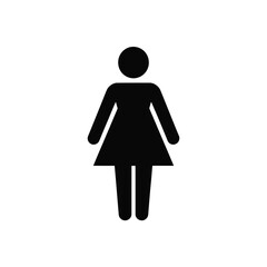 Simple black silhouette of a female figure representing women s restroom signage