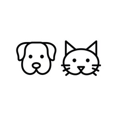 Simple line drawings of a dog and a cat facing forward