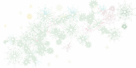 Delicate pastel floral arrangement with scattered blossoms and a soft airy feel