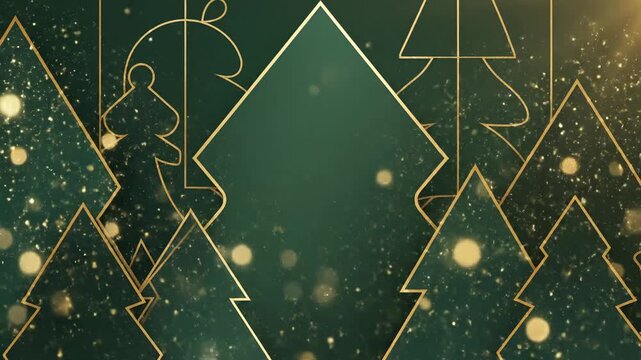 Abstract festive green and gold christmas tree background animation