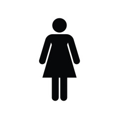 Simple black silhouette of a female figure commonly used as a restroom sign
