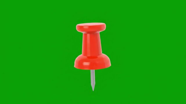 3d Red Push Pin Animation on Green Screen Background
