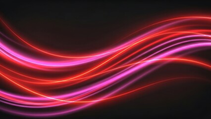Abstract neon wave design with vibrant red and pink light streaks