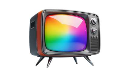 Vintage Television Set with Colorful Screen Display
