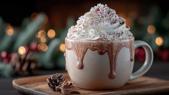 Christmas Whipped Cream Hot Cocoa Cozy Moment