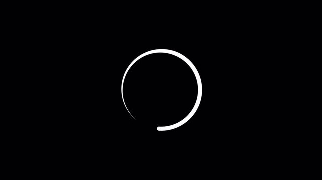 Animated Refresh Button Circle Icon Set, White Line Reload Rotation Motion Graphic on Black Background 4k video animation seamless loop