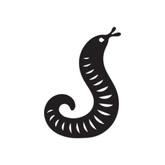 Minimalist leech animal logo on white background.