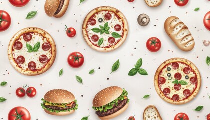 Western food pattern background