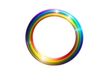 A Shimmering Rainbow Ring of Light in a Digital World on a Clear isolated on white background ,PNG. AI Generated