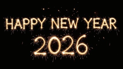 Obraz premium Happy new year 2026 message created with bright, glowing sparkler lights