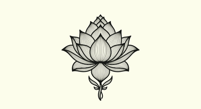 An intricate decorative lotus flower design with detailed petal patterns and ornamental elements.