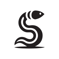 Minimalist leech animal logo on white background.