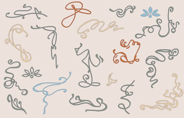 Line element object border frame with nouveau and art deco style