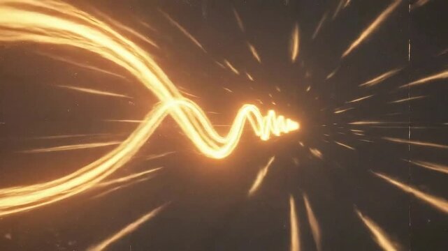 Abstract Golden Energy Waves Flowing Through Space.