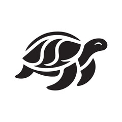 Minimalist turtle logo on a white background.