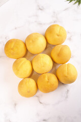 Fresh Yellow Peaches on Marble - Still Life Food Photography