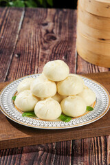 Fresh Steamed Xiao Long Bao Dumplings with Bamboo Steamer
