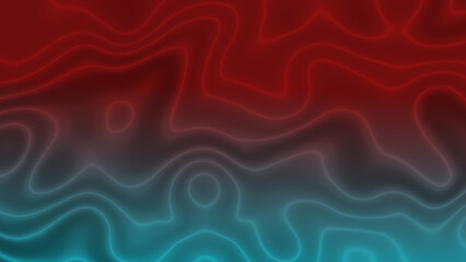 Abstract Topographic Contour Lines in Red and Cyan Neon Glow on Dark Background texture pattern.