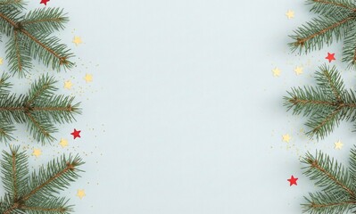 christmas background with fir branches and cones. AI