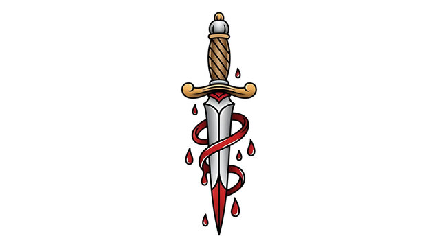 Bloody dagger with snake wrapped around it
