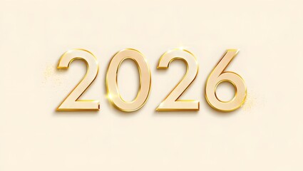 Golden Number 2026 with Sparkle Against Soft Background