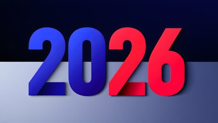 Modern Graphic Design of Number Two Thousand Twenty-Six in Colors