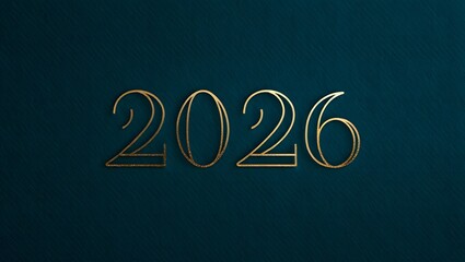 Elegant Golden 2026 on Deep Blue Background for New Year Celebration