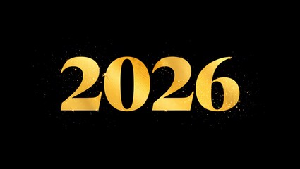 Golden 2026 New Year Celebration Design with Sparkles on Black Background