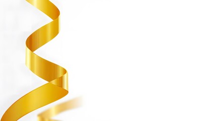 Elegant Gold Ribbon Twisting on a Bright White Background