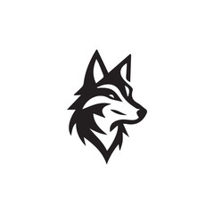 Minimalist coyote logo on a white background.
