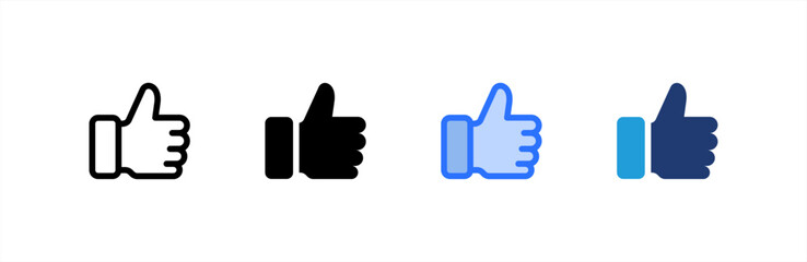 Thumbs Up icon multiple style collection. Vector illustration.