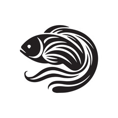 Minimalist tilapia logo on a white background.