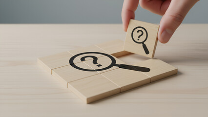 Mystery to Clarity: Wooden Block Magnifier with Question Mark for Problem Solving and Discovery
