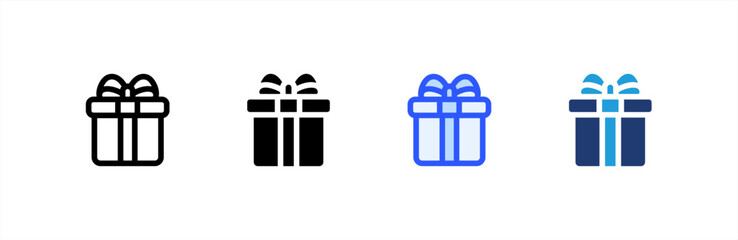 Gift Box icon multiple style collection. Vector illustration.