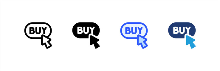 Buy Button icon multiple style collection. Vector illustration.