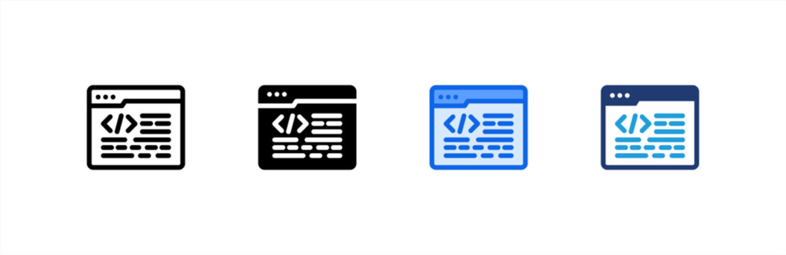 Coding icon multiple style collection. Vector illustration.
