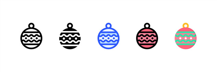Bauble icon multiple style collection. Vector illustration.