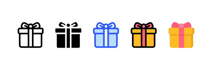 Winter Gift icon multiple style collection. Vector illustration.
