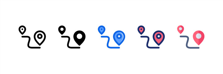 Journey icon multiple style collection. Vector illustration.