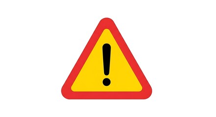 Warning sign with exclamation mark on a white background, caution symbol.