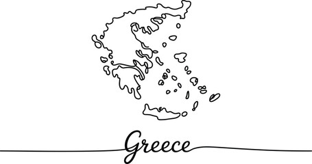 Hand Drawn Outline Map of Greece with Label country