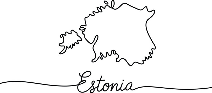 Hand Drawn Map of Estonia with Country Name outline