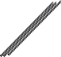 Graphic representation of three parallel diagonal tire tracks on a white backdrop isolated on white background, Vector