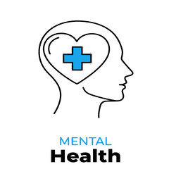 Obraz premium Mental Health Symbol of Care and Well-being within a Human Profile Outline