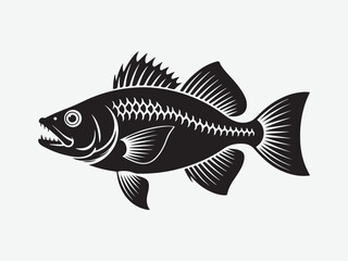 Snapper fish, big bass fish design art silhouette sector, Snapper turning action silhouette vector illustration
