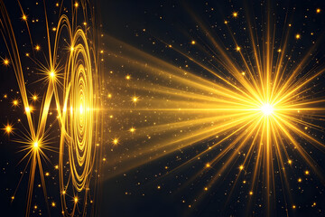 Golden Starburst and Circular Light Trails in Space