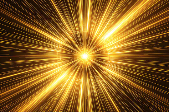 Golden Light Streaks Exploding From Center abstract